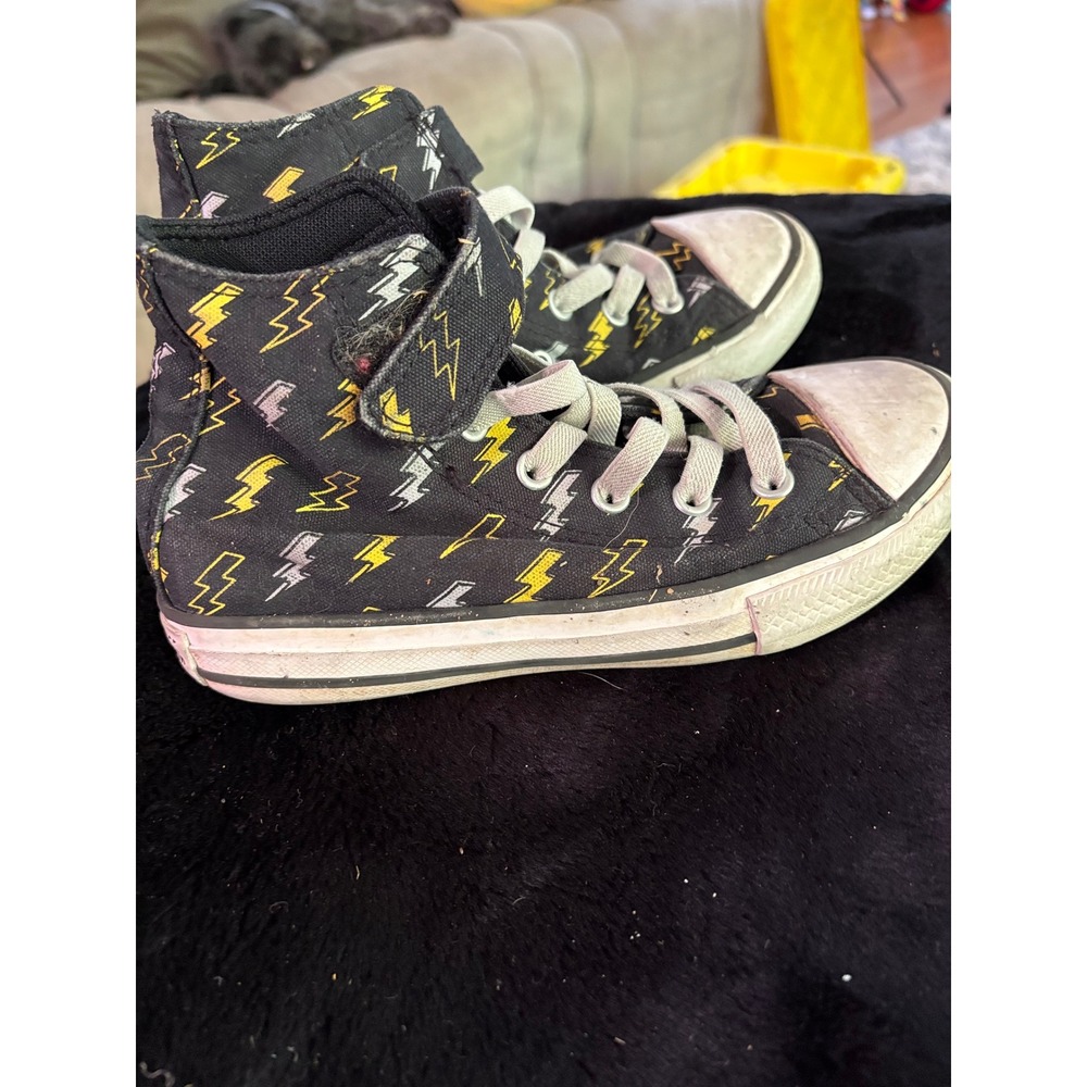 Converse Chuck Taylor All Star Youth High Top Lightning Bolt Black Yellow 13